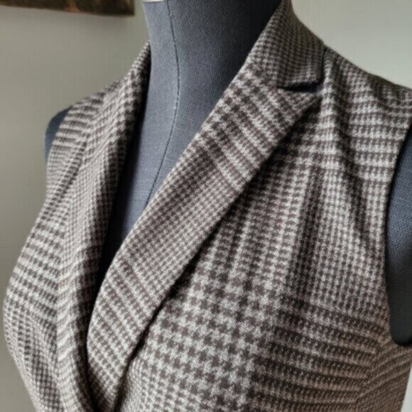Double Breasted Houndstooth Long Blazer Vest Sz 0/Small - Picture 6 of 11